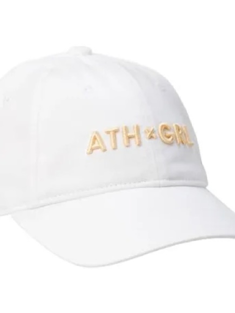 Athleta White Baseball Cap with Gold Embroidery - Kids